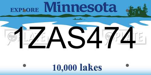1ZAS474 Minnesota License Plate