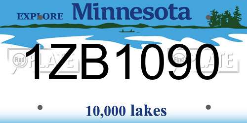 1ZB1090 Minnesota License Plate