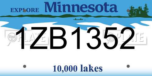 1ZB1352 Minnesota License Plate