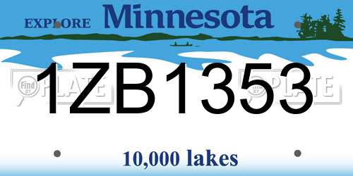 1ZB1353 Minnesota License Plate