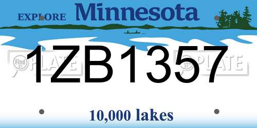 1ZB1357 Minnesota License Plate