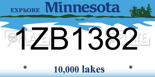 1ZB1382 Minnesota License Plate