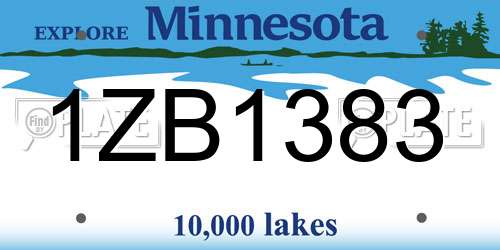 1ZB1383 Minnesota License Plate