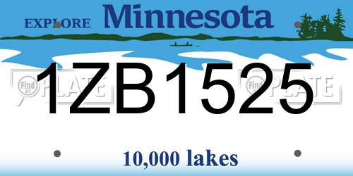 1ZB1525 Minnesota License Plate