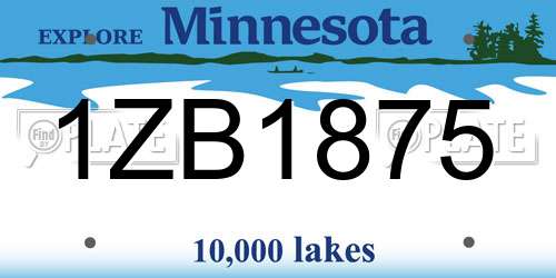 1ZB1875 Minnesota License Plate