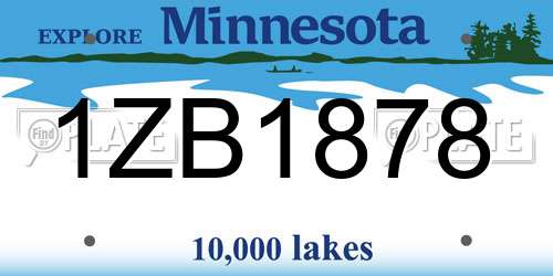 1ZB1878 Minnesota License Plate