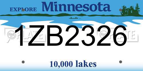 1ZB2326 Minnesota License Plate