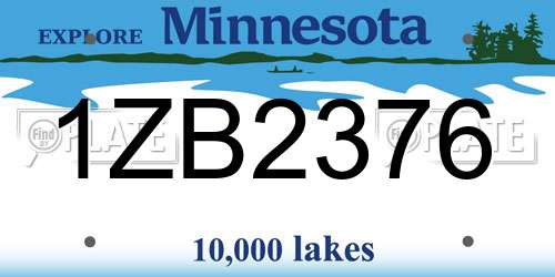 1ZB2376 Minnesota License Plate