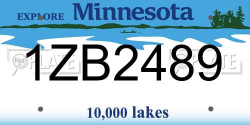 1ZB2489 Minnesota License Plate