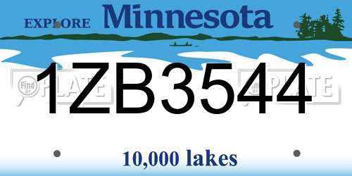1ZB3544 Minnesota License Plate