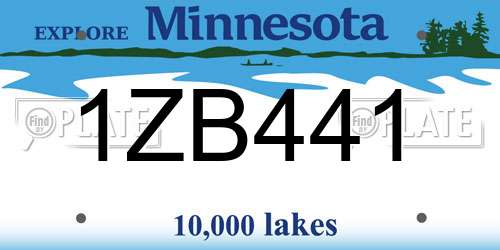 1ZB441 Minnesota License Plate