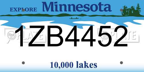 1ZB4452 Minnesota License Plate