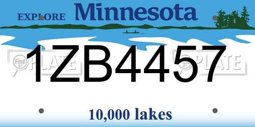 1ZB4457 Minnesota License Plate