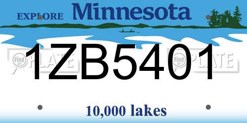 1ZB5401 Minnesota License Plate