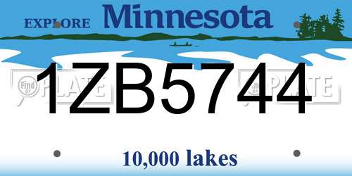 1ZB5744 Minnesota License Plate
