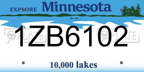 1ZB6102 Minnesota License Plate