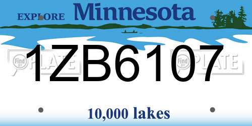 1ZB6107 Minnesota License Plate