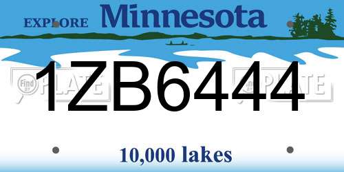 1ZB6444 Minnesota License Plate