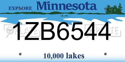 1ZB6544 Minnesota License Plate