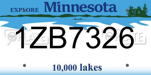 1ZB7326 Minnesota License Plate