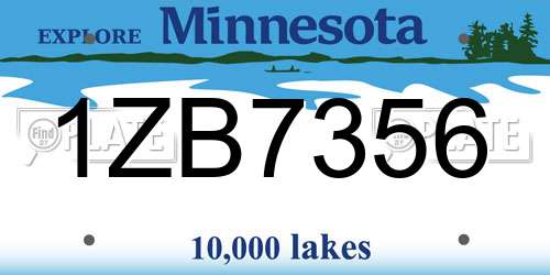 1ZB7356 Minnesota License Plate