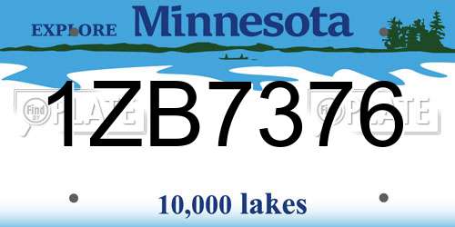 1ZB7376 Minnesota License Plate