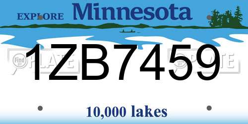 1ZB7459 Minnesota License Plate