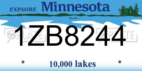 1ZB8244 Minnesota License Plate