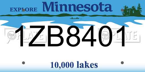 1ZB8401 Minnesota License Plate