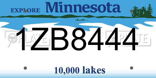 1ZB8444 Minnesota License Plate