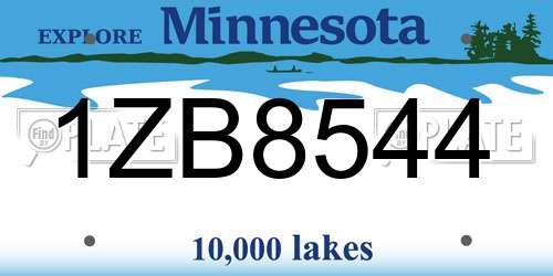 1ZB8544 Minnesota License Plate