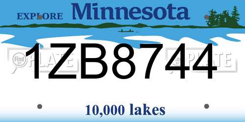 1ZB8744 Minnesota License Plate