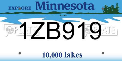 1ZB919 Minnesota License Plate