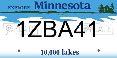 1ZBA41 Minnesota License Plate