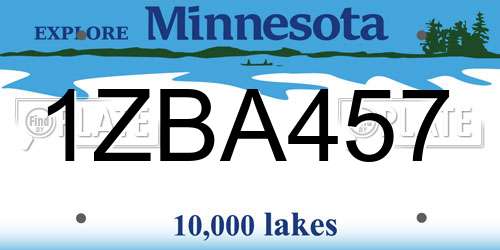 1ZBA457 Minnesota License Plate