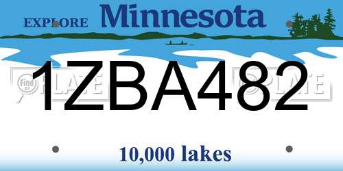 1ZBA482 Minnesota License Plate