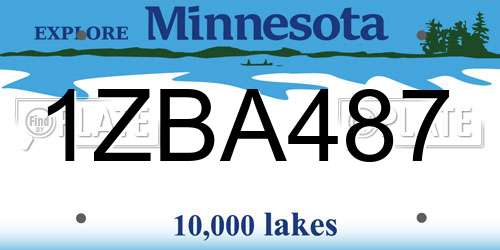 1ZBA487 Minnesota License Plate
