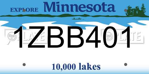 1ZBB401 Minnesota License Plate