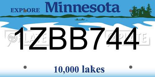 1ZBB744 Minnesota License Plate