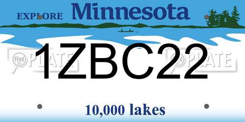 1ZBC22 Minnesota License Plate