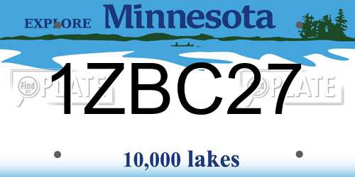 1ZBC27 Minnesota License Plate