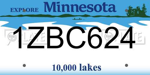 1ZBC624 Minnesota License Plate