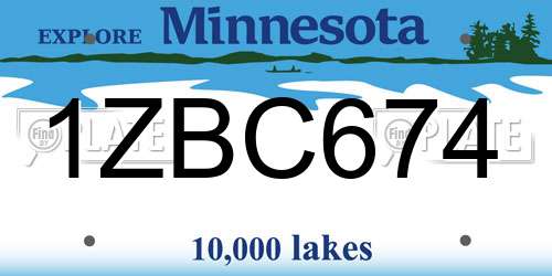1ZBC674 Minnesota License Plate