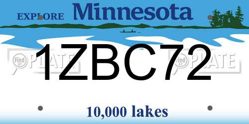 1ZBC72 Minnesota License Plate
