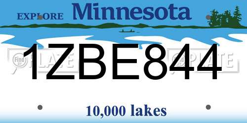 1ZBE844 Minnesota License Plate