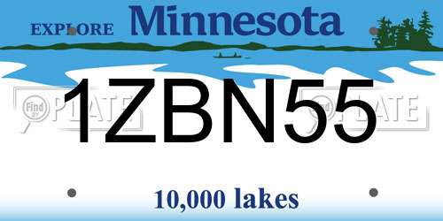 1ZBN55 Minnesota License Plate