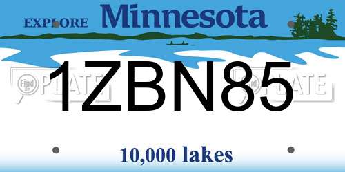 1ZBN85 Minnesota License Plate