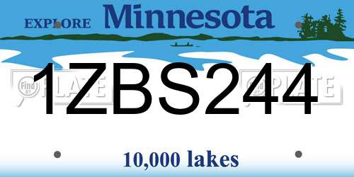 1ZBS244 Minnesota License Plate