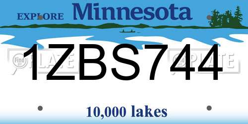 1ZBS744 Minnesota License Plate