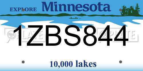 1ZBS844 Minnesota License Plate